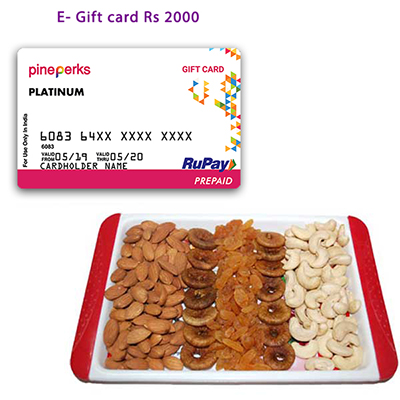 "E - Gift Card Worth Rs 2000 , Dryfruit Thali - RD1000 - Click here to View more details about this Product